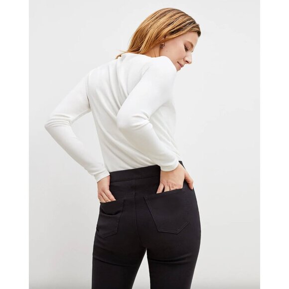 MM Lafleur Black Stretch Cotton The Hockley Slim Straight High Rise Jeans Pants - Picture 2 of 7